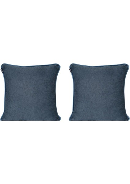 2'lı İsle Keten Görünümlü Fitilli Kırlent Kılıfı Lacivert