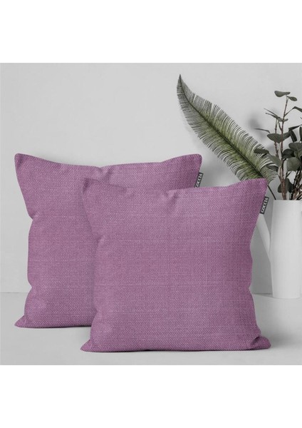 2'li Keten Görünümlü Kırlent Kılıfı Mor
