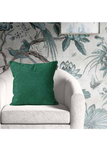 Tekli Kadife Dokulu Kırlent Kılıfı Yeşil