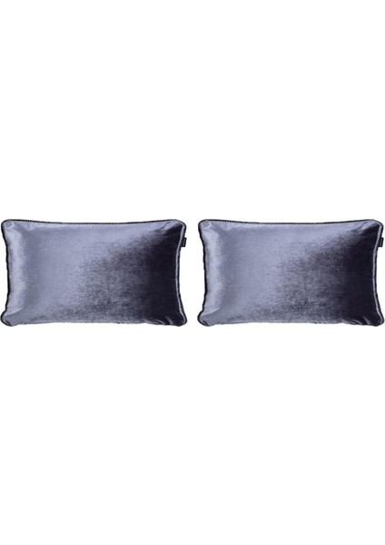 2'li Kadife Dikdörtgen Kırlent Kılıfı Antrasit