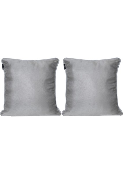 2'li Parlak Fitilli Kırlent Kılıfı Kahve-Beyaz