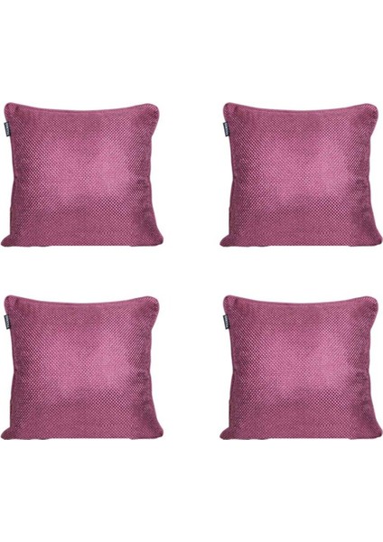 4'lü Hasır Dokulu Fitilli Çift Taraflı Kırlent Kılıfı Mor