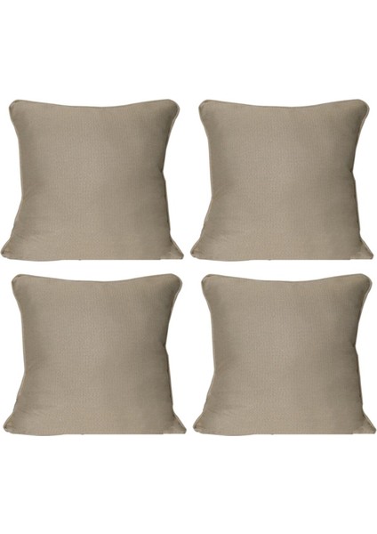 4'lü İsle Keten Görünümlü Fitilli Kırlent Kılıfı Krem