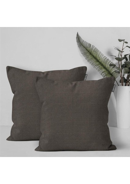 2'li Keten Görünümlü Kırlent Kılıfı Antrasit