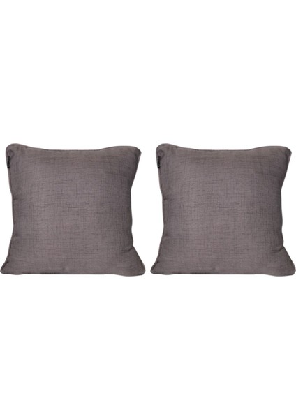 2'li Özel Tasarım Fitilli Kırlent Kılıfı Koyu Gri