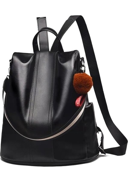 Yeni Yağlı Deri Sırt Çantası Kadın Kore Tarzı Trendy Pu Yumuşak Deri Sırt Çantası (Yurt Dışından)