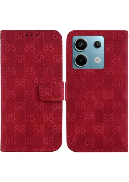 Telefon Kılıfı Için Xiaomi Poco X6 Cüzdan Kapak Pu Deri Çift 8 Kabartmalı (Yurt Dışından)