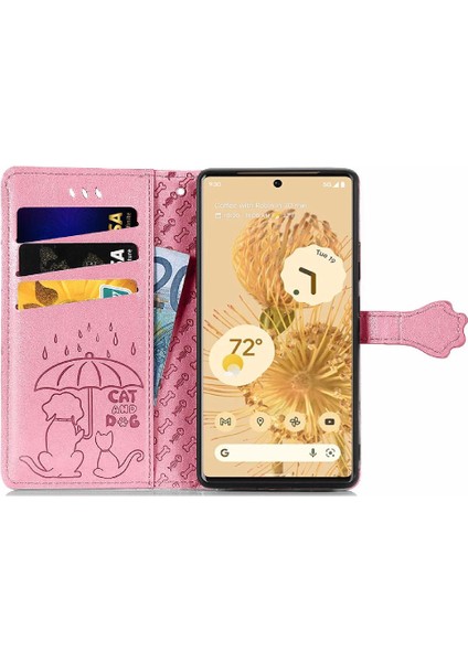 Google Piksel 6 Pro Flip Kapak Için Kılıf Karikatür Hayvanlar Deri Kılıf Kısa (Yurt Dışından) modelleri