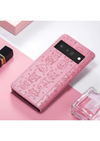 Google Piksel 6 Pro Flip Kapak Için Kılıf Karikatür Hayvanlar Deri Kılıf Kısa (Yurt Dışından) indirimleri