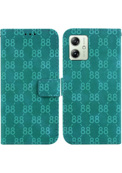 Motorola Moto G54 5g Için Telefon Kılıfı Pu Deri Kickstand Çift 8 Kabartmalı (Yurt Dışından)