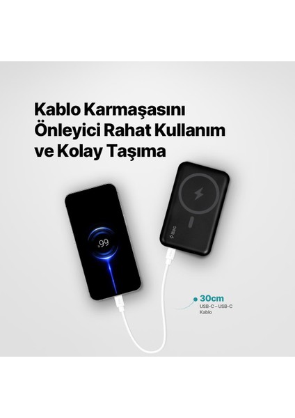 Ttec 65W 30CM Pd/qc Mega Hızlı Type C To Type C Şarj ve Data Kablosu, Ultra Dayanıklı Powerbank Kablosu