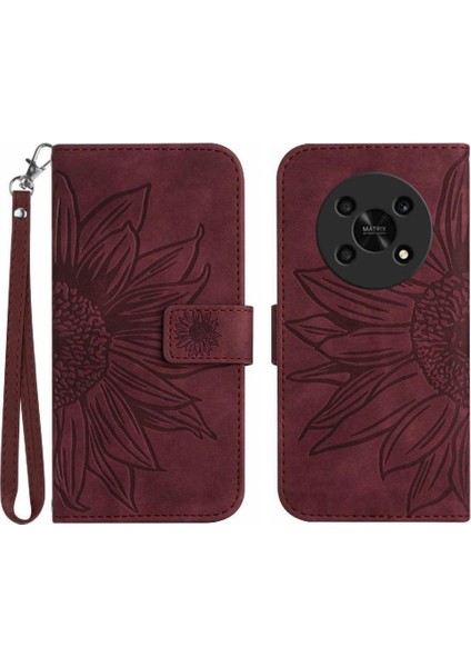 Onur Magic4 Lite 5g Için Kılıf Kısa Kayış Flip Cüzdan Telefon Kılıfı Lüks Pu (Yurt Dışından)