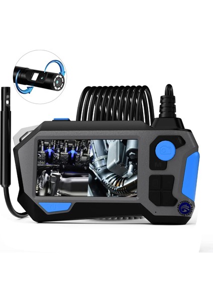 Monitörlü 360° Döndürülebilir Çift Kameralı Hd Görüntü 5metre Sert Tel Kablolu Yılan Kamera