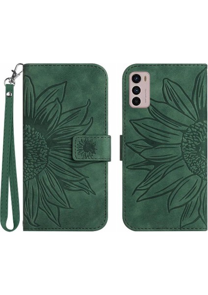 Motorola Moto G42 Kabartmalı Ayçiçeği Flip Cüzdan Telefon Kılıfı Pu (Yurt Dışından)