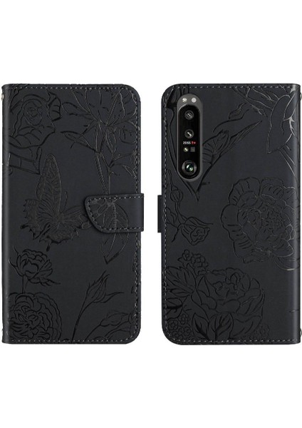 Bilek Kayışı ile Sony Xperia 1 V Için Kılıf Darbeye Deri Kılıf Çiçekler (Yurt Dışından)