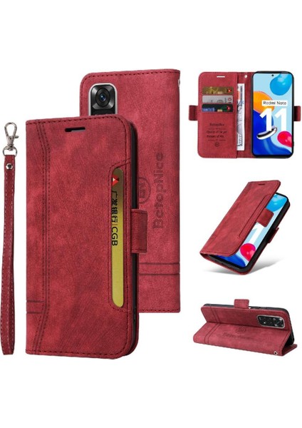 Xiaomi Redmi Not 11 Için Kılıf 4g Kart Yuvaları Cüzdan Kapak Çevirin Tpu Deri (Yurt Dışından)