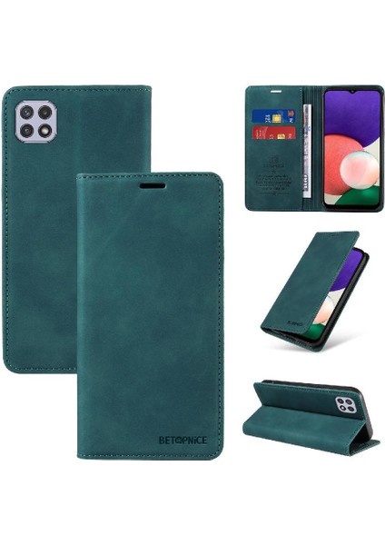 Samsung Galaxy A22 5g Için Kılıf Koruyucu Manyetik Folio Cüzdan Pu Deri (Yurt Dışından)