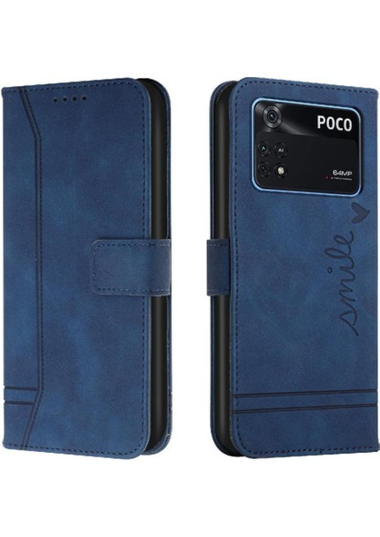 Telefon Kılıfı Için Xiaomi Poco M4 Pro 4g Kart Yuvaları Kapak Flip Folio Cüzdan Pu (Yurt Dışından)