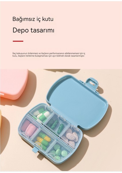 Mini Taşınabilir 6 Bölmeli Hap Saklama Kutusu (Yurt Dışından)