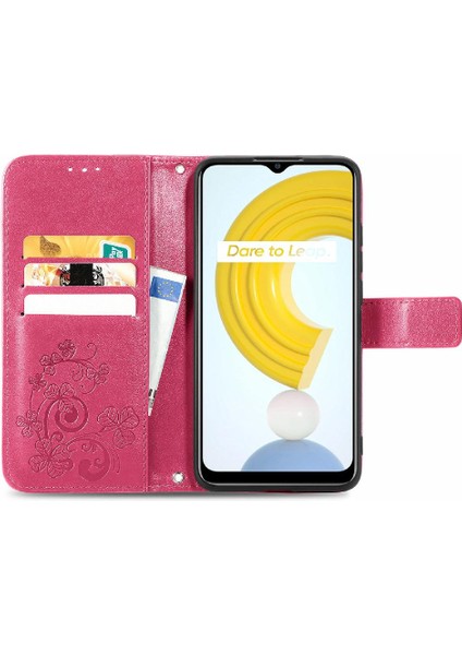 Realme C21Y Dört Yapraklı Yonca Kısa Kayış Deri Kılıf Kapak Kapak (Yurt Dışından) fırsatları