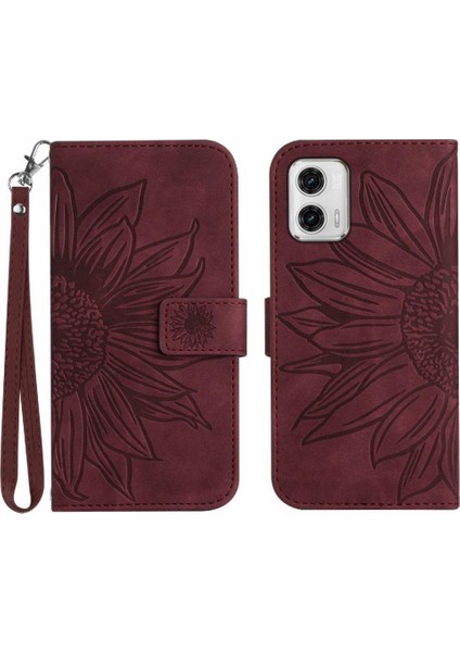 Motorola Moto G73 Kabartmalı Ayçiçeği Kart Yuvaları Tutucu Kısa (Yurt Dışından)