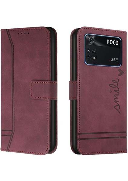 Telefon Kılıfı Için Xiaomi Poco M4 Pro 4g Kart Yuvaları Kapak Flip Folio Cüzdan Pu (Yurt Dışından)