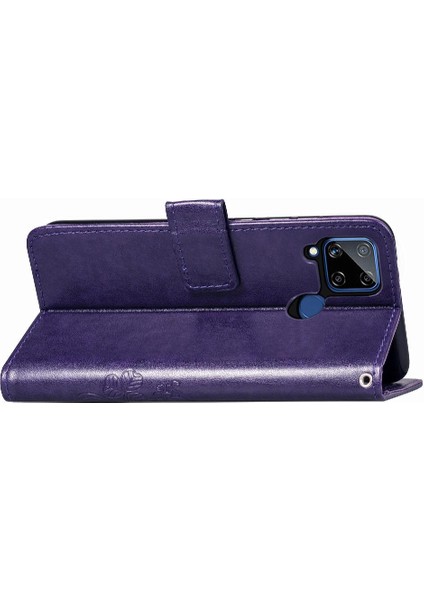 Realme C15 Zarif Iş Dört Yapraklı Yonca Flip Kapak Için Kılıf Kısa (Yurt Dışından) fırsatları
