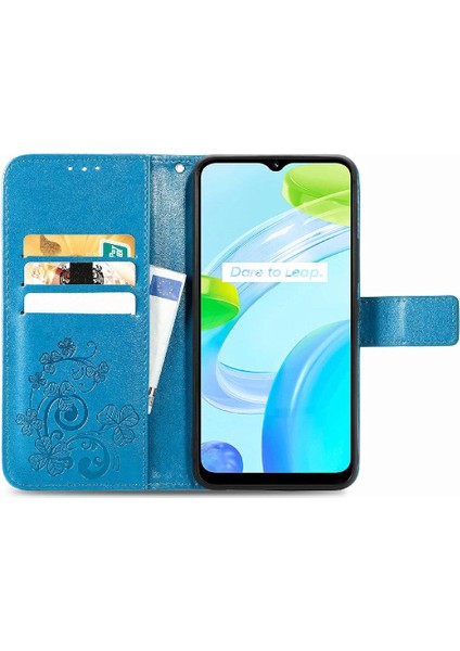 Realme C30 Dört Yapraklı Yonca Flip Kapak Için Kılıf Zarif Iş Deri (Yurt Dışından)