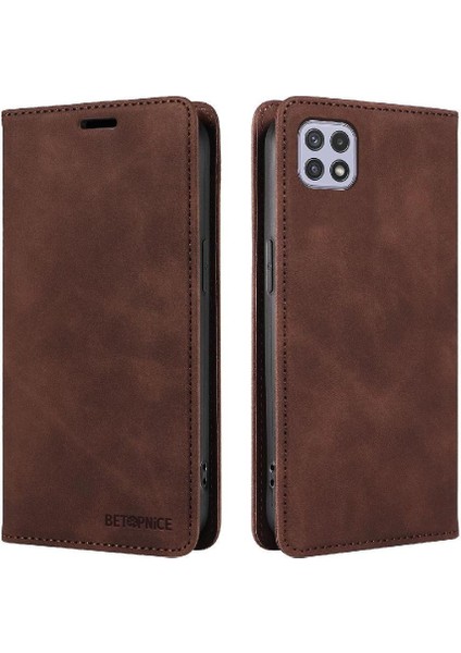Samsung Galaxy A22 5g Için Kılıf Koruyucu Manyetik Folio Cüzdan Pu Deri (Yurt Dışından)