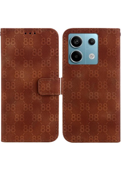 Telefon Kılıfı Için Xiaomi Poco X6 Cüzdan Kapak Pu Deri Çift 8 Kabartmalı (Yurt Dışından)