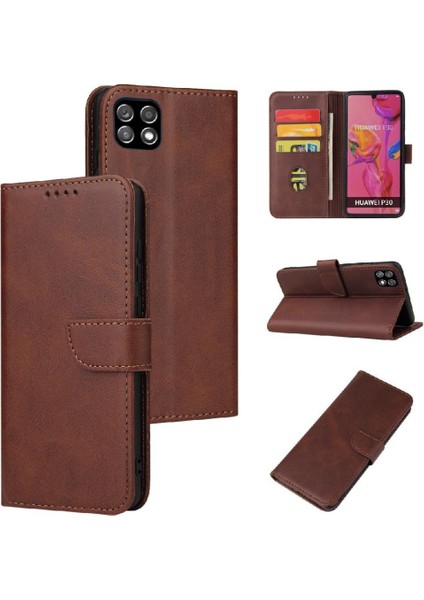 Samsung Galaxy A22 5g Deri Folio Flip Case Kart Ekleme ile (Yurt Dışından)