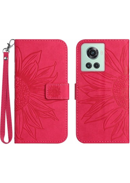 Oneplus 10R Kabartmalı Ayçiçeği Flip Cüzdan Telefon Kılıfı Için Kılıf Lüks Pu (Yurt Dışından)