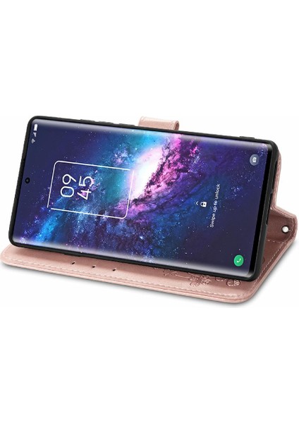 Tcl 20 Pro 5g Için Kılıf Deri Kılıf Kapak Kapak Kısa Kayış Zarif Dört (Yurt Dışından)