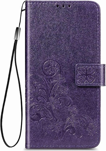 Oppo A92S Flip Kapak Kılıf Için Kılıf Zarif Iş Dört Yaprak (Yurt Dışından)