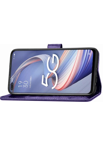 Oppo A92S Flip Kapak Kılıf Için Kılıf Zarif Iş Dört Yaprak (Yurt Dışından) modelleri