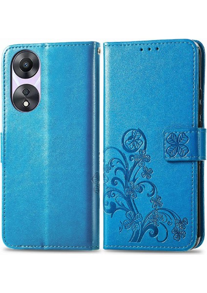 Oppo A78 Için Kılıf Kısa Kayış Zarif Iş Deri Kılıf Dört Yaprak (Yurt Dışından)