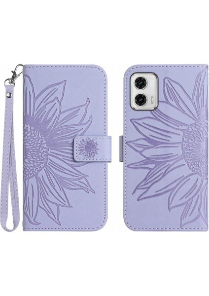 Motorola Moto G73 Kabartmalı Ayçiçeği Kart Yuvaları Tutucu Kısa (Yurt Dışından)