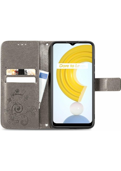 Realme C21Y Dört Yapraklı Yonca Kısa Kayış Deri Kılıf Kapak Kapak (Yurt Dışından) modelleri
