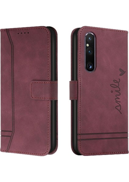 Sony Xperia 1 V Manyetik Kapatma Flip Folio Cüzdan Pu Kart Için Telefon Kılıfı (Yurt Dışından)