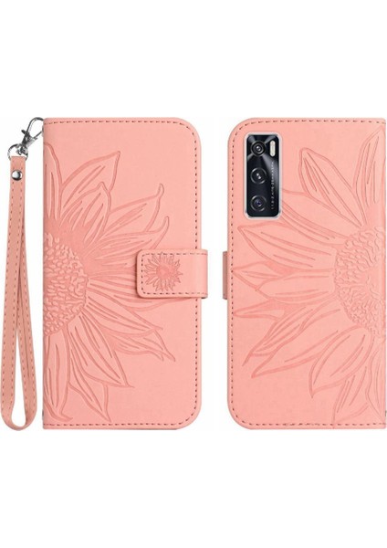 Vivo V20SE/Y70 Kabartmalı Ayçiçeği Flip Cüzdan Telefon Kılıfı Için Pu (Yurt Dışından)