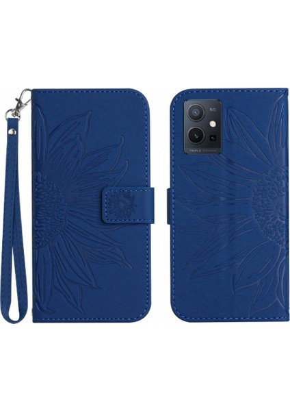 Vivo Y55 5G/Y75 5g Için Kart Yuvaları Tutucu Kabartmalı Pu ile Kısa Kayış (Yurt Dışından)