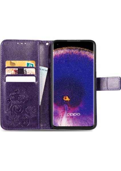 Oppo Bulmak Için Kılıf X5 Flip Kapak Zarif Iş Dört Yapraklı Yonca Durumda (Yurt Dışından)