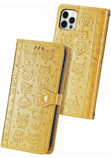 Iphone 12 Için Kılıf/12 Pro Karikatür Hayvanlar Deri Kılıf Darbeye Çevir (Yurt Dışından)
