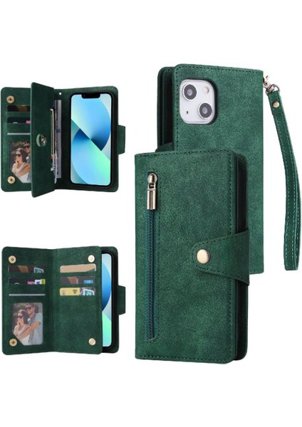 El Kayışı Kart Tutucu Fermuar Cüzdan Kapak Deri ile iphone 13 Için Kılıf (Yurt Dışından)
