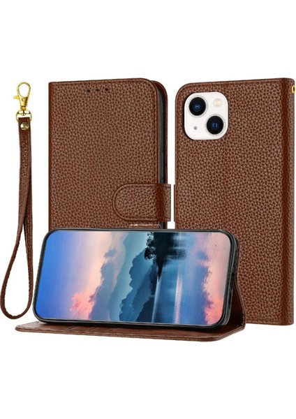 Telefon Kılıfı Için iphone 13 Mini Pu Deri Kart Yuvaları Tutucu Flip Folio Litch (Yurt Dışından)