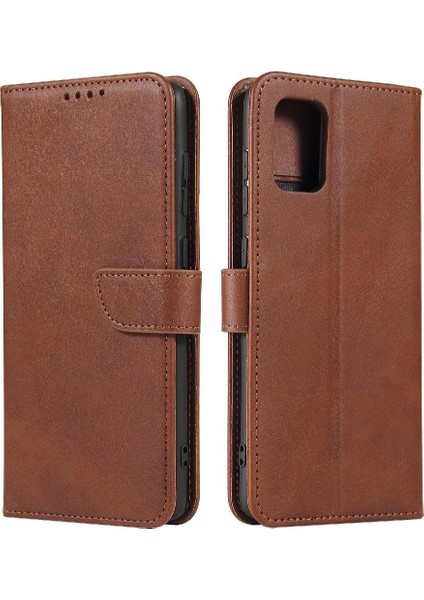 Samsung Galaxy A71 4g Manyetik Karbon Fiber Deri Folio Flip Case (Yurt Dışından)