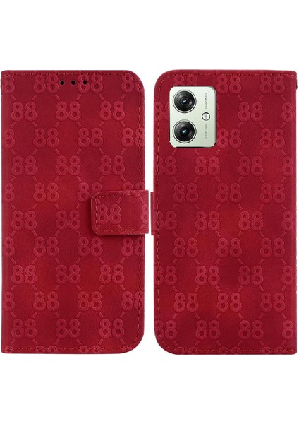 Motorola Moto G54 5g Için Telefon Kılıfı Pu Deri Kickstand Çift 8 Kabartmalı (Yurt Dışından)
