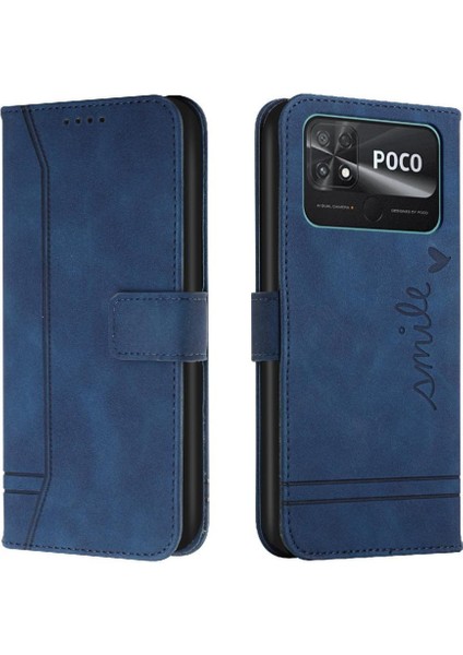 Telefon Kılıfı Için Xiaomi Poco C40 Pu Deri Kart Yuvaları Kapak Manyetik Kapak (Yurt Dışından)
