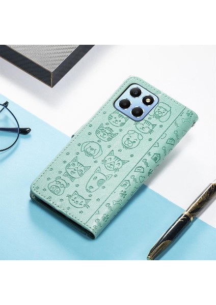 Huawei Onur X8 5g Karikatür Hayvanlar Için Kılıf Deri Kılıf Kapak Kapak Kısa (Yurt Dışından)