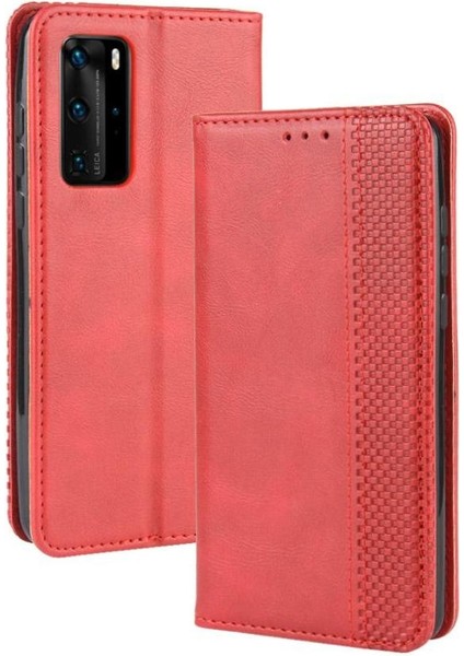 Huawei P40 Pro Manyetik Kapatma Pu Deri Cüzdan Için Kılıf (Yurt Dışından)